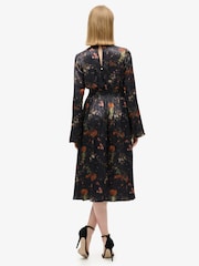 Superdry Alpine Lake Black Flare Sleeve Jacquard Midi Dress - Image 2 of 6