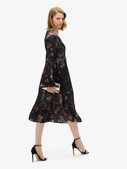 Superdry Alpine Lake Black Flare Sleeve Jacquard Midi Dress - Image 3 of 6