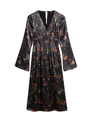 Superdry Alpine Lake Black Flare Sleeve Jacquard Midi Dress - Image 5 of 6