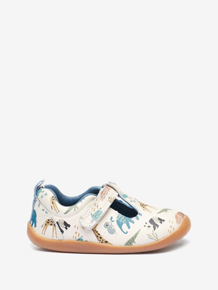 White Standard Fit (F) Leather First Walker T-Bar Shoes - Image 1 of 4