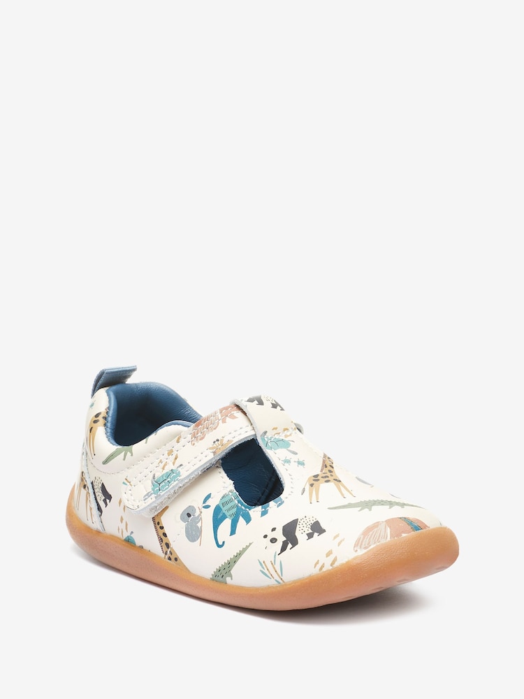 White Standard Fit (F) Leather First Walker T-Bar Shoes - Image 2 of 4