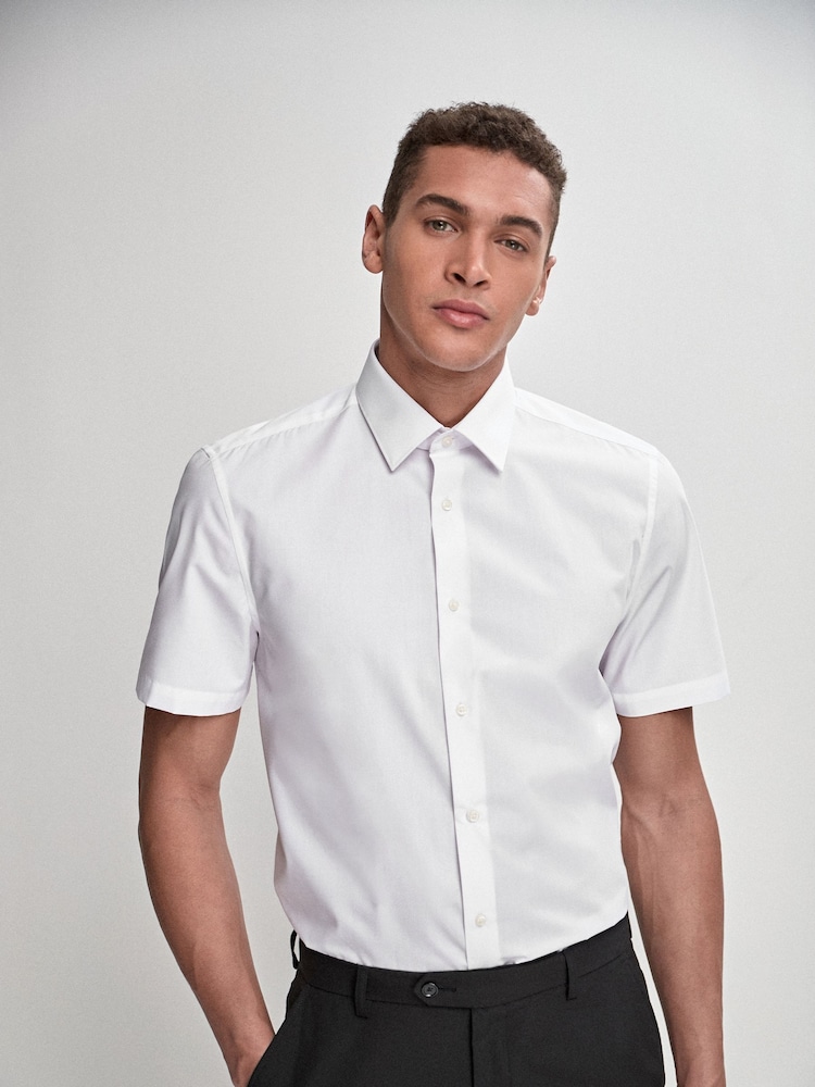 White Regular Fit Short Sleeve Shirts 2 Pack - Image 1 of 5