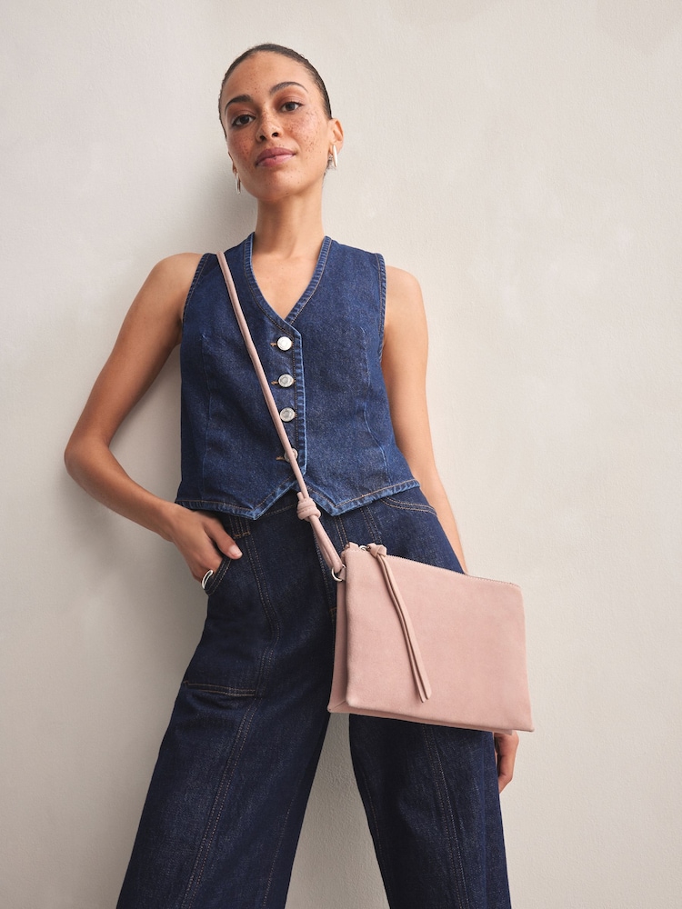 Pink Leather Cross-Body Bag - Image 1 of 9