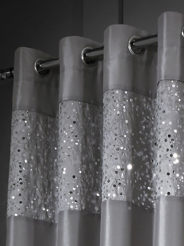 Cortinas forradas con ojales de lentejuelas Glitzy de Catherine Lansfield - Imagen 1 de 5
