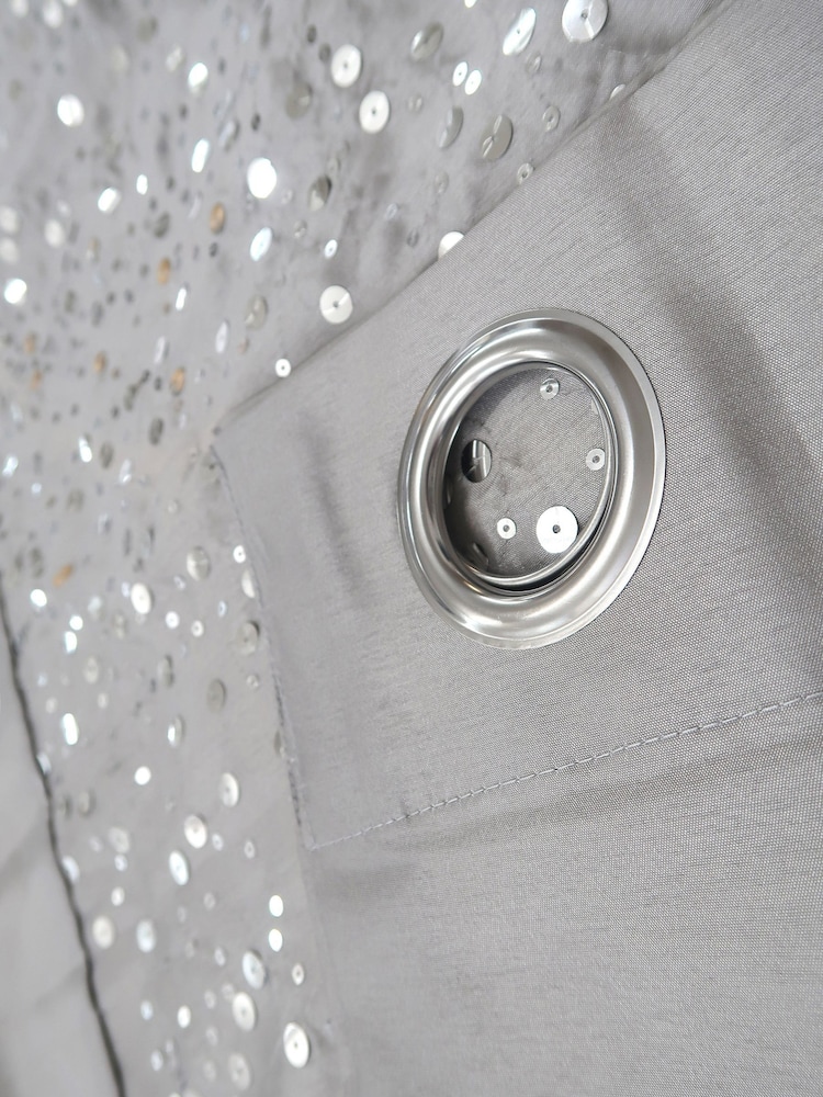 Catherine Lansfield Glitzy Sequin Eyelet Lined Curtains - Image 4 of 5