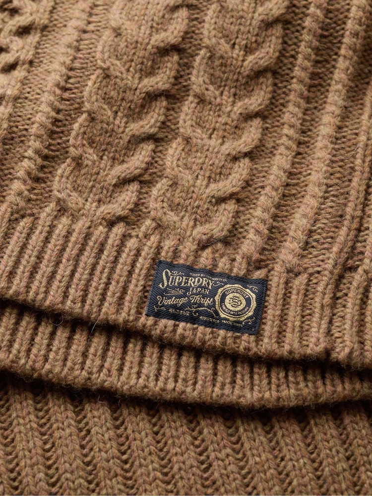 Superdry Caramel Twist Rollneck Cable Jumper Dress - Image 4 of 4