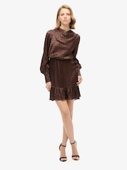Superdry Geo Tile Orange Mini Cowl Neck Jacquard Dress - Image 2 of 8