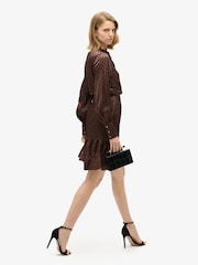 Superdry Geo Tile Orange Mini Cowl Neck Jacquard Dress - Image 4 of 8