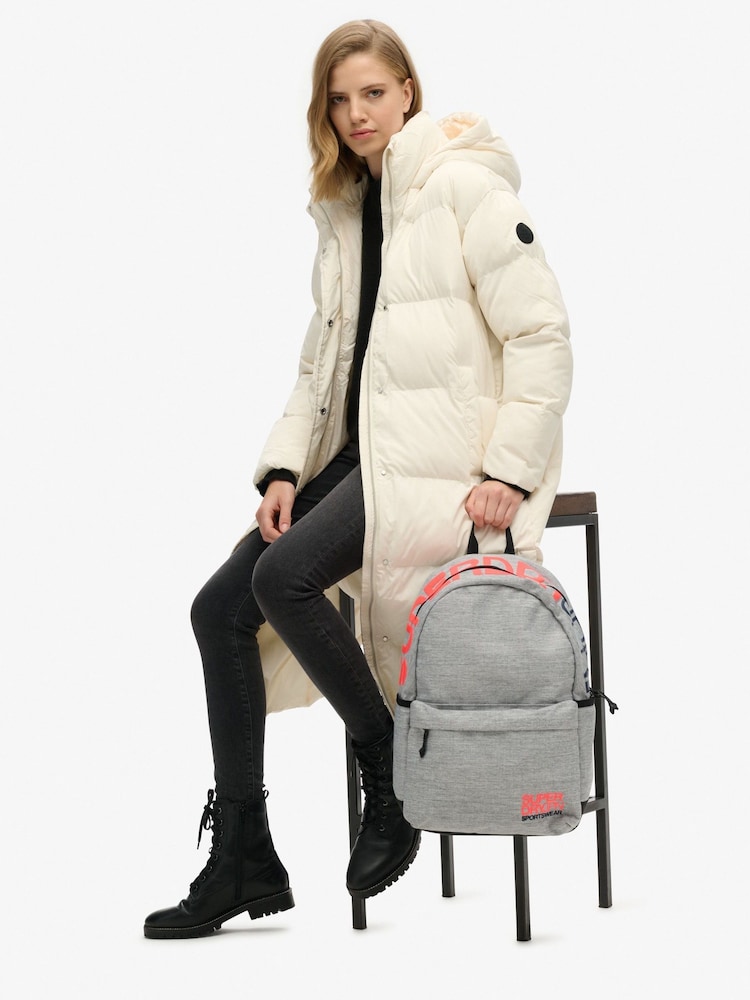 Superdry Light Grey Marl Logo Windyatcher Montana 100% Cotton Bag - Image 7 of 7