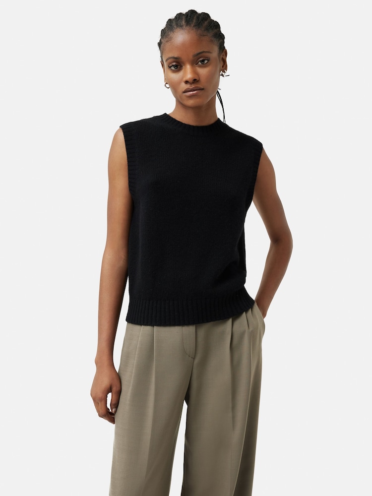 Jigsaw Black Cashmere Crew Neck Tank - Image 1 of 7 Jigsaw Black Cashmere Crew Neck Tank - Image 1 of 7