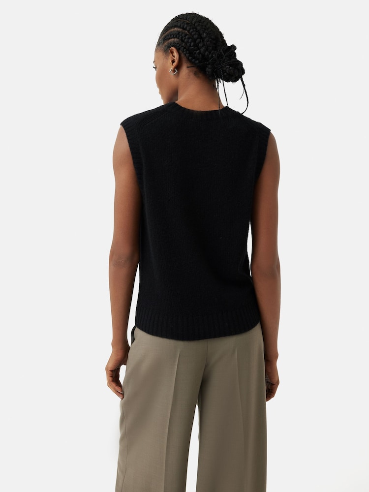 Jigsaw Black Cashmere Crew Neck Tank - Image 2 of 7 Jigsaw Black Cashmere Crew Neck Tank - Image 2 of 7