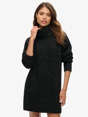 Superdry Black Twist Rollneck Cable Jumper Dress - Image 1 of 5
