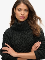 Superdry Black Twist Rollneck Cable Jumper Dress - Image 3 of 5