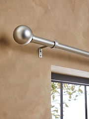 Brushed Silver Ball Finial Extendable Curtain 35mm Pole Kit - Image 1 of 6