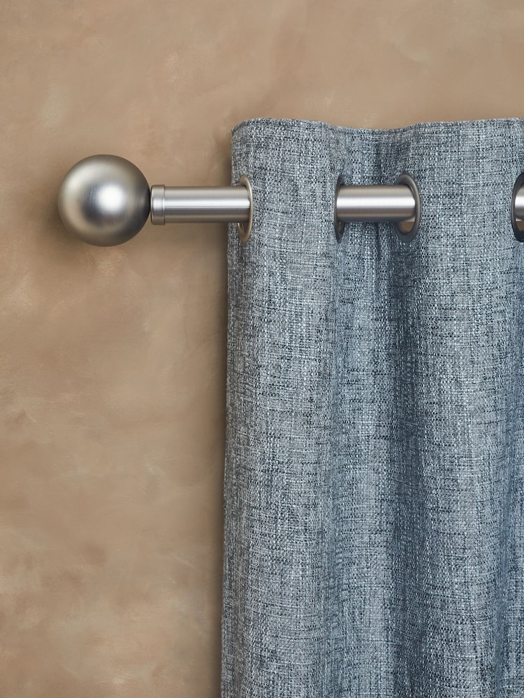 Brushed Silver Ball Finial Extendable Curtain 35mm Pole Kit - Image 2 of 6