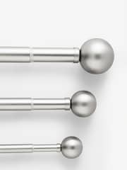 Brushed Silver Ball Finial Extendable Curtain 35mm Pole Kit - Image 3 of 6