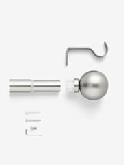 Brushed Silver Ball Finial Extendable Curtain 35mm Pole Kit - Image 4 of 6