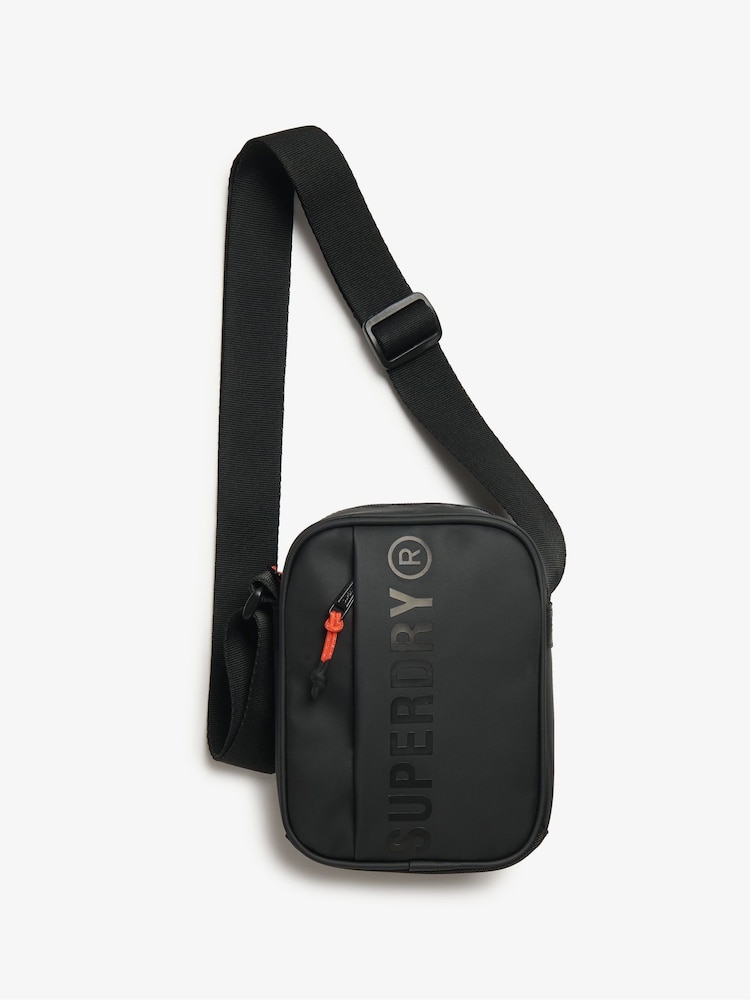 Superdry Black Tonal 100% Cotton Tarp Cross-Body Bag - Image 1 of 5