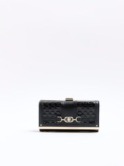 River Island Black Monogram Snaffle Cliptop Purse - Image 1 of 5