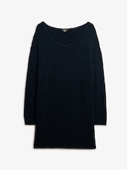 Superdry Dark Teal Twist Oversized V-Neck Jumper Dress - Image 5 of 6