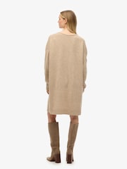 Superdry Light Beige Twist Oversized V-Neck Jumper Dress - Image 2 of 5