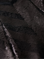 Superdry Black Deco Sequin Chevron Open Back Midi Dress - Image 4 of 5