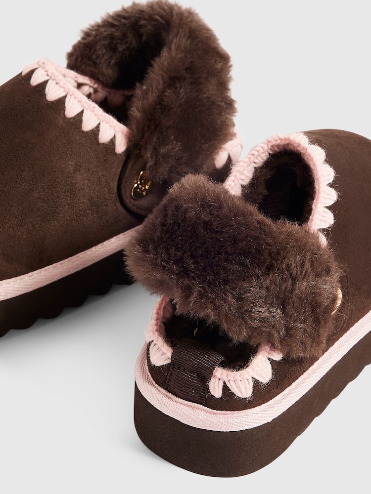 River Island Brown Snug Faux Fur Lined Slippers - Image 5 of 5 River Island Brown Snug Faux Fur Lined Slippers - Image 5 of 5