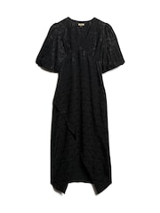 Superdry Black 100% Cotton Short Sleeve Midi Dress - Image 4 of 6
