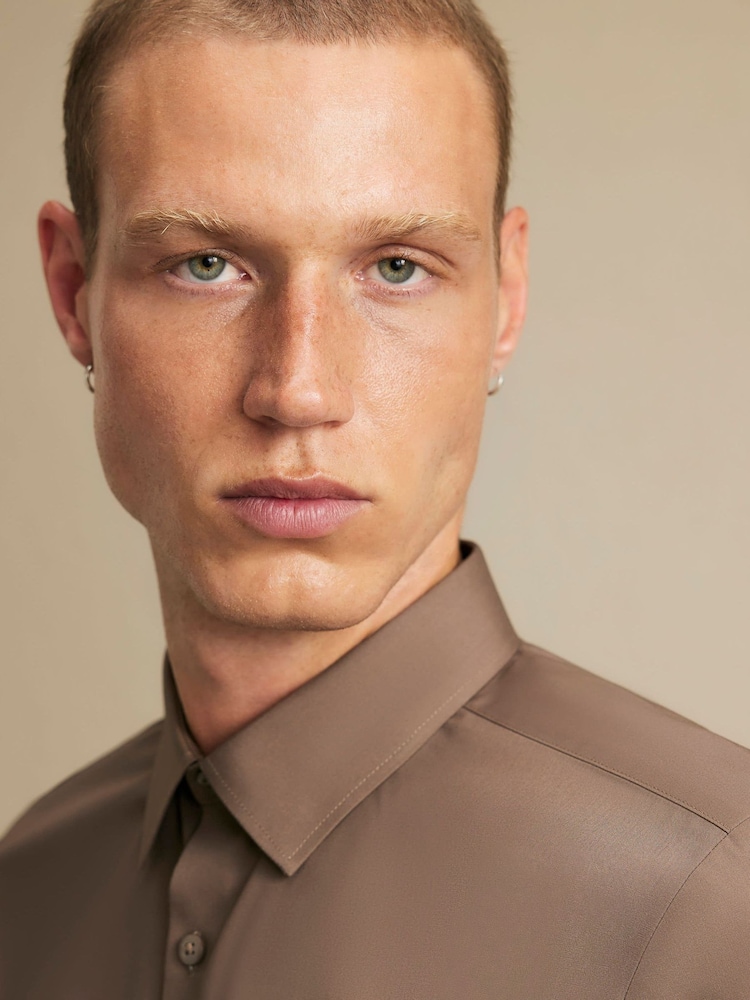 River Island Natural Slim Fit Shirt - Image 4 of 4