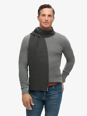 Gris hierro jaspeado - Bufanda básica de punto con logo de Superdry - Imagen 3 de 4