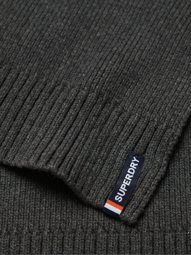 Gris hierro jaspeado - Bufanda básica de punto con logo de Superdry - Imagen 4 de 4
