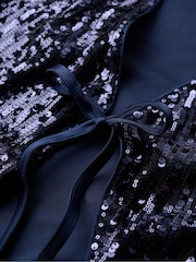 Superdry Navy Sequin Sequin Wrap Maxi Dress - Image 4 of 4