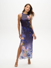 Superdry Deep Floral Japanese Shadow Printed Satin Maxi Dress - Image 1 of 7
