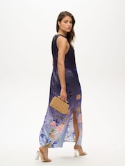 Superdry Deep Floral Japanese Shadow Printed Satin Maxi Dress - Image 2 of 7