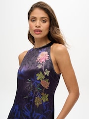 Superdry Deep Floral Japanese Shadow Printed Satin Maxi Dress - Image 4 of 7