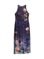 Superdry Deep Floral Japanese Shadow Printed Satin Maxi Dress - Image 6 of 7