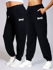 Pineapple Black Oversized Womens Pocket Cuffed Joggers - Image 2 of 4