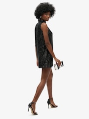 Superdry Black Plain Sequin Sequin A Line Mini Dress - Image 3 of 6
