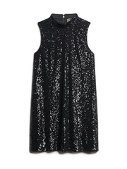 Superdry Black Plain Sequin Sequin A Line Mini Dress - Image 5 of 6