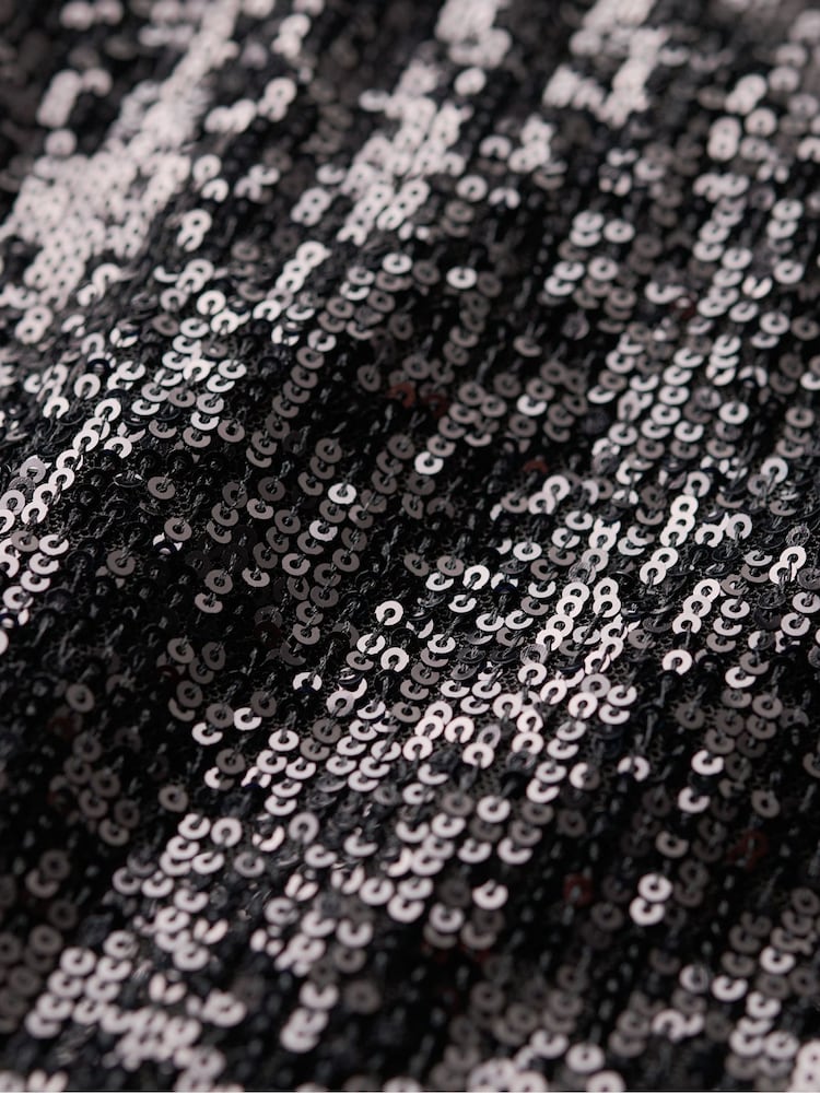 Superdry Black Plain Sequin Sequin A Line Mini Dress - Image 6 of 6