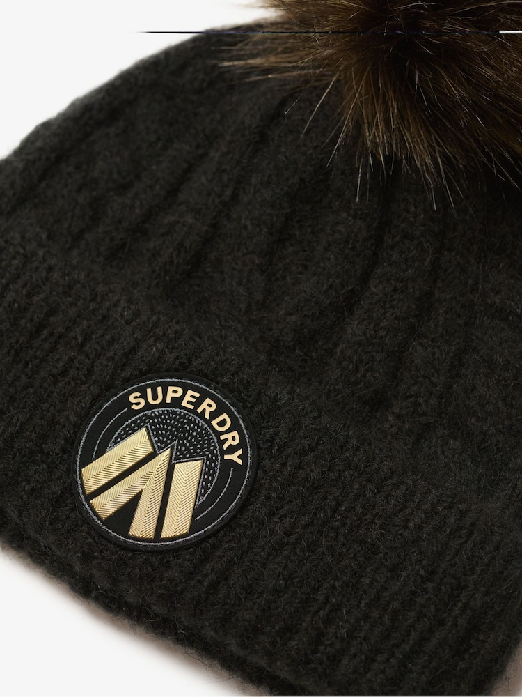 črna - Superdry 100% Cotton Cable Luxe Knit (bombažna kabelska pletenina) Čepica klobuki in kape; pokrivala - Slika 2 iz 4 črna - Superdry 100% Cotton Cable Luxe Knit (bombažna kabelska pletenina) Čepica klobuki in kape; pokrivala - Slika 2 iz 4
