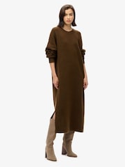 Superdry Chocolate Brown Slouch Midi Jumper Dress - Image 1 of 5