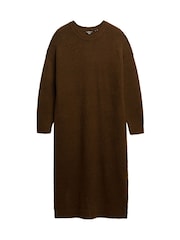 Superdry Chocolate Brown Slouch Midi Jumper Dress - Image 4 of 5