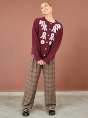 Yumi Brown Check Wide Leg Trousers - Image 1 of 3