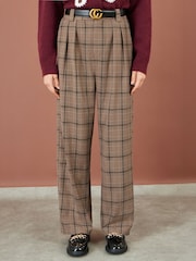 Yumi Brown Check Wide Leg Trousers - Image 2 of 3