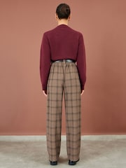 Yumi Brown Check Wide Leg Trousers - Image 3 of 3