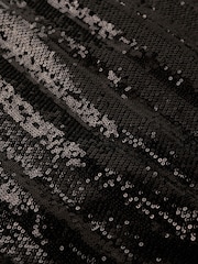 Superdry Black Sequin Mandarin Sequin Mini Dress - Image 6 of 6