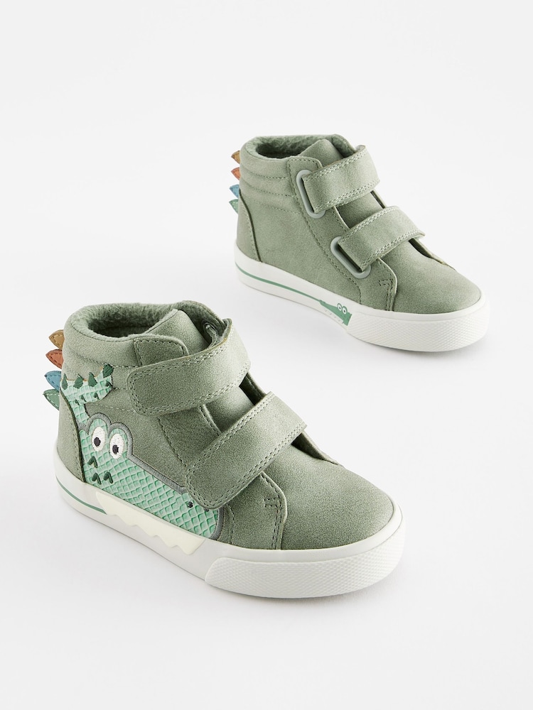 Zelena krokodil - Toplo obloženi High Top zapenjanje z ježkom Trenerji - Slika 1 iz 5