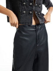 River Island Black Faux Leather Barrel Leg Trousers - Image 2 of 4