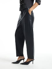 River Island Black Faux Leather Barrel Leg Trousers - Image 3 of 4